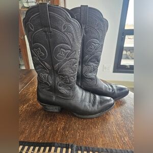 Ariat Heritage Black Western R-Toe Leather Cowboy Boots Size 9.5 B